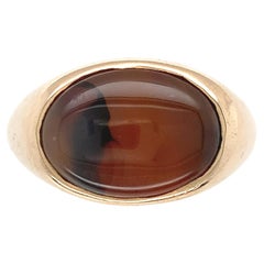 14K Yellow gold Men's Agate Ring size 6.75