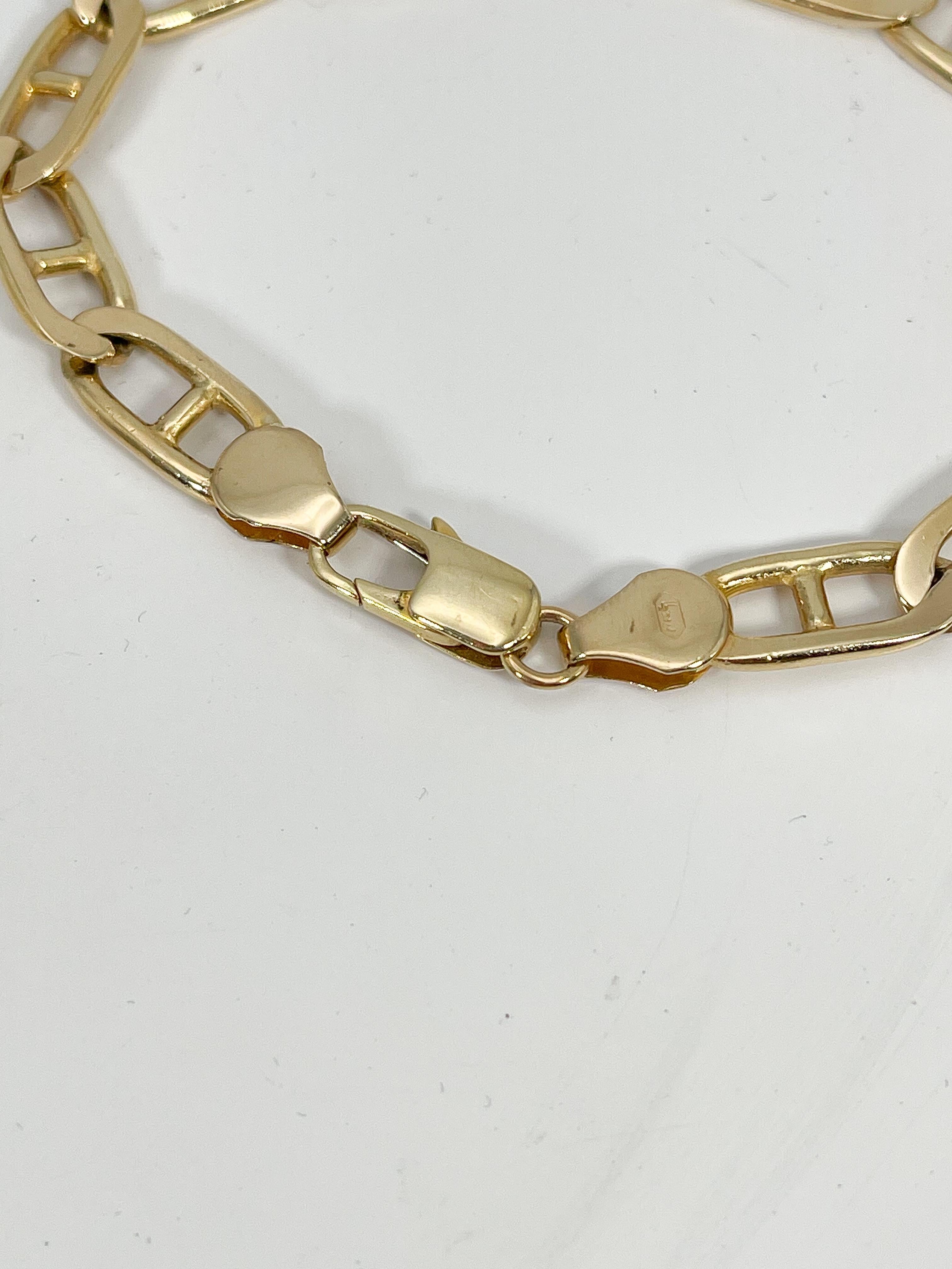 14K Yellow Gold Men's Anchor Link Bracelet  In Excellent Condition For Sale In Stuart, FL