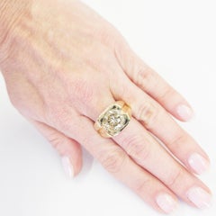 Anillo de oro amarillo de 14 quilates con diamante marrón para hombre de 4,08 quilates
