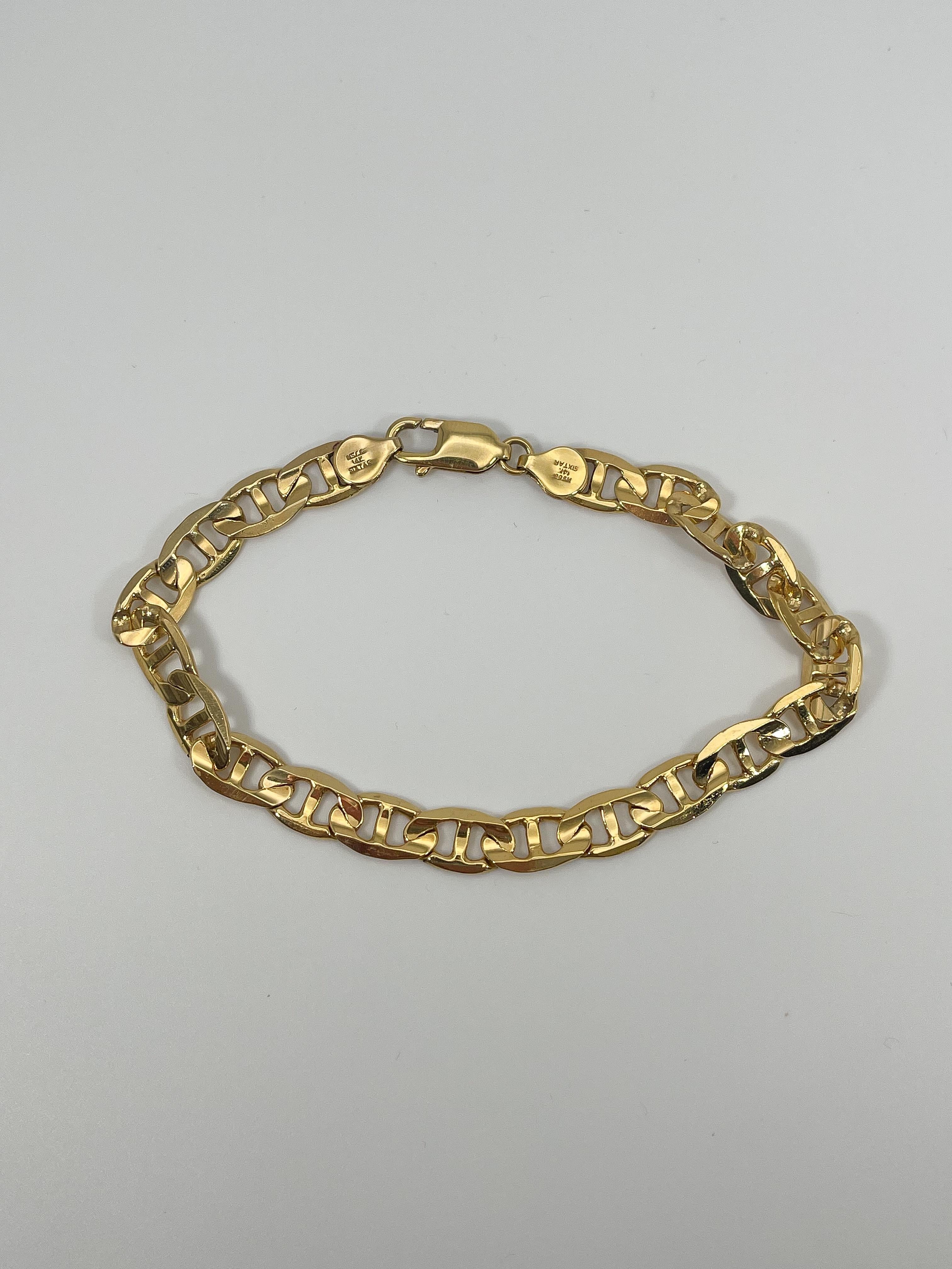 Bracelet d'ancre concave pour hommes en or jaune 14 carats Excellent état - En vente à Stuart, FL