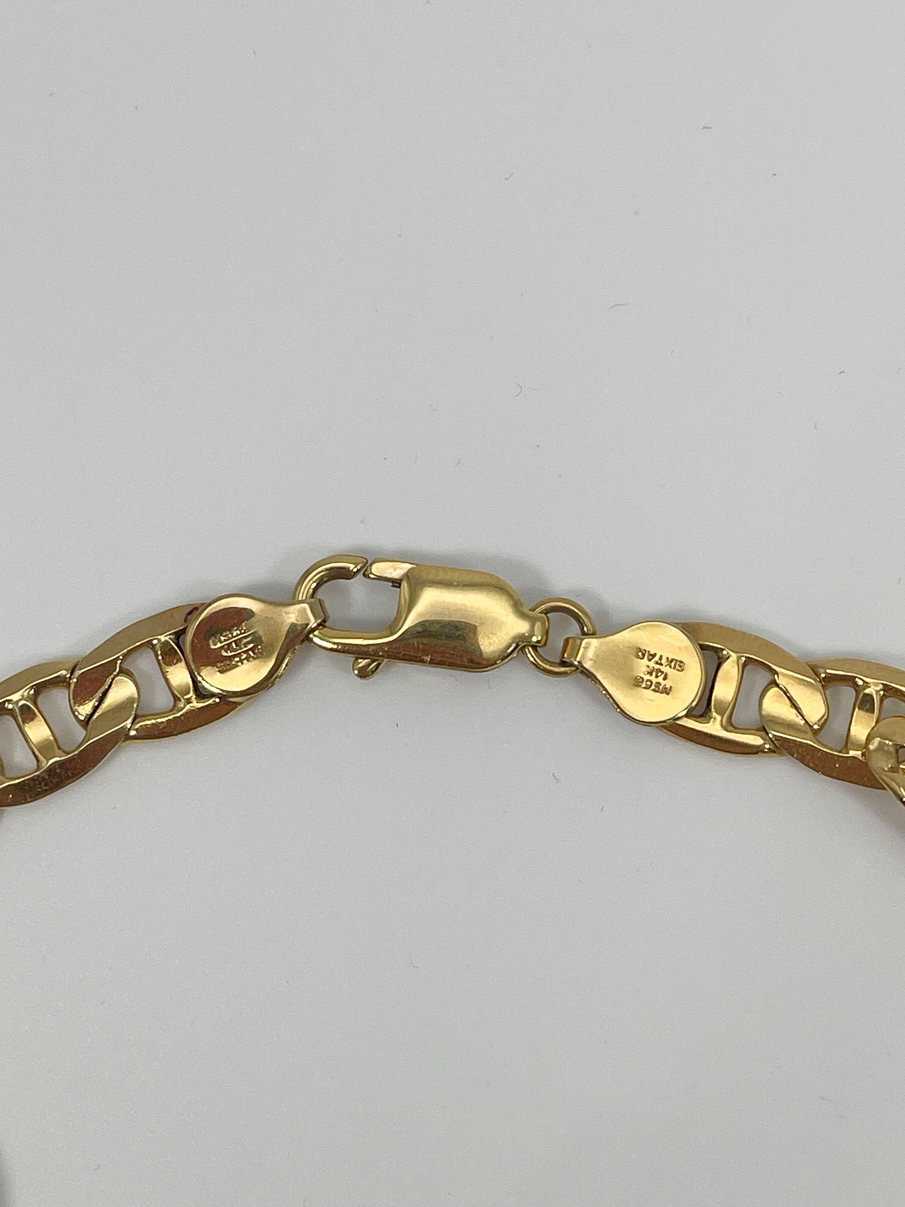 Bracelet d'ancre concave pour hommes en or jaune 14 carats Unisexe en vente