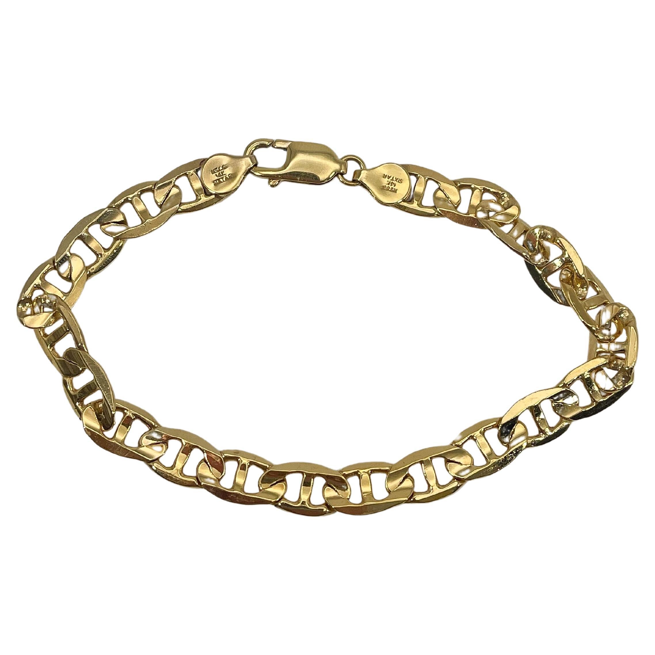 Bracelet d'ancre concave pour hommes en or jaune 14 carats en vente