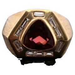 14K Yellow Gold Men’s Custom 23.39 Grams Whiskey Topaz & Diamond Ring Size 12.5