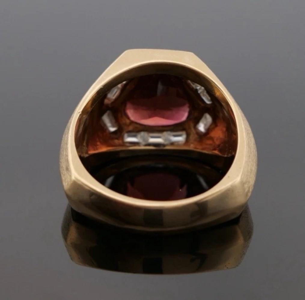 Bague homme en or jaune 14K personnalisée 23,39 grammes Topaze Whiskey et diamant Taille 12,5 Pour hommes en vente