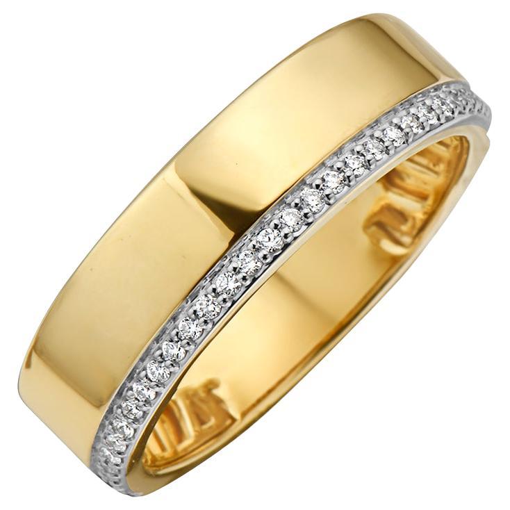 1 Carat Diamond Yellow Gold Domed Band Ring at 1stDibs