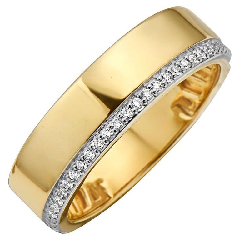 14k Yellow Gold Mens Diamond Band Ring For Sale at 1stDibs