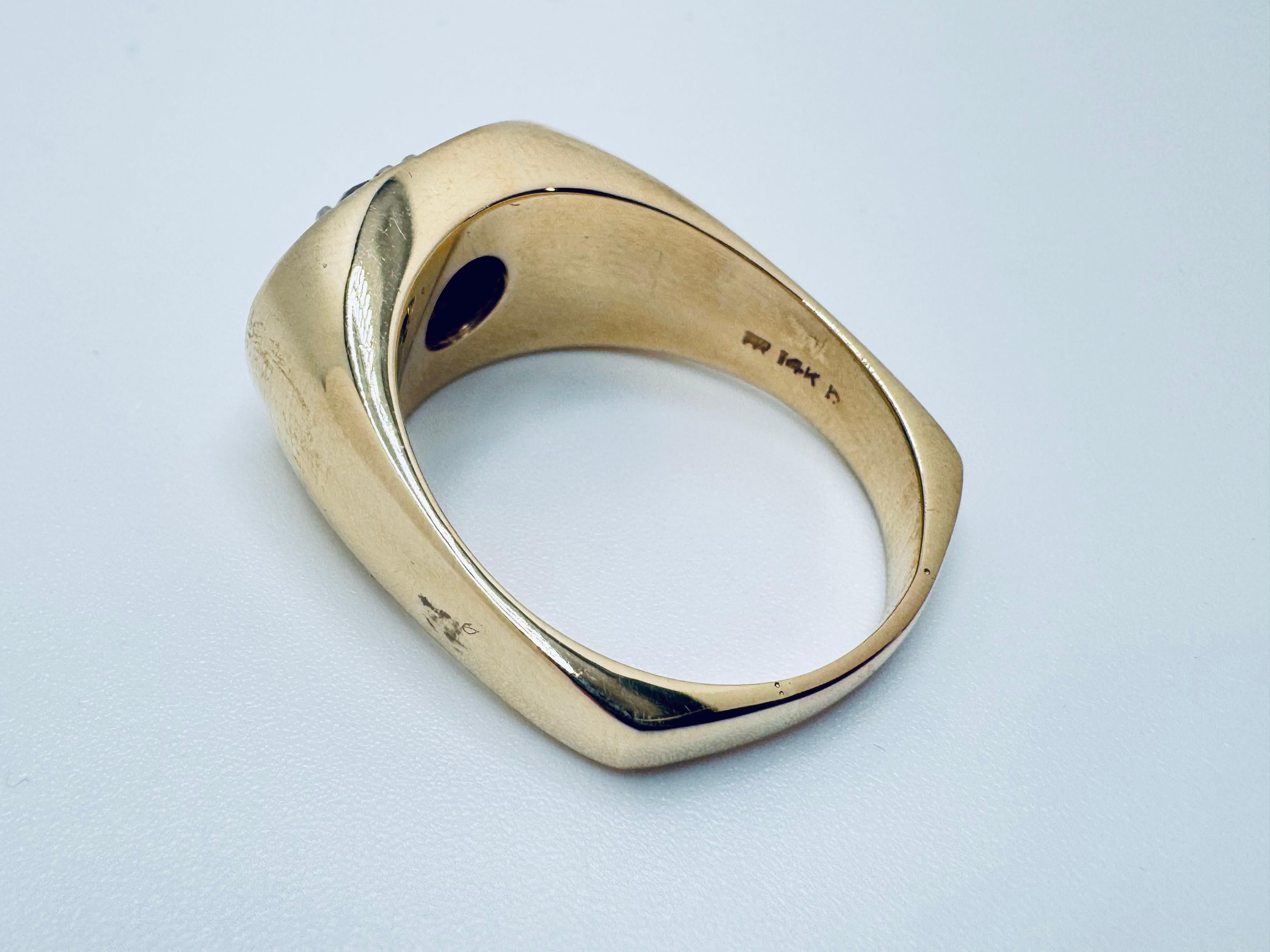 14K Yellow Gold Men’s Diamond Cluster Signet en venta 2