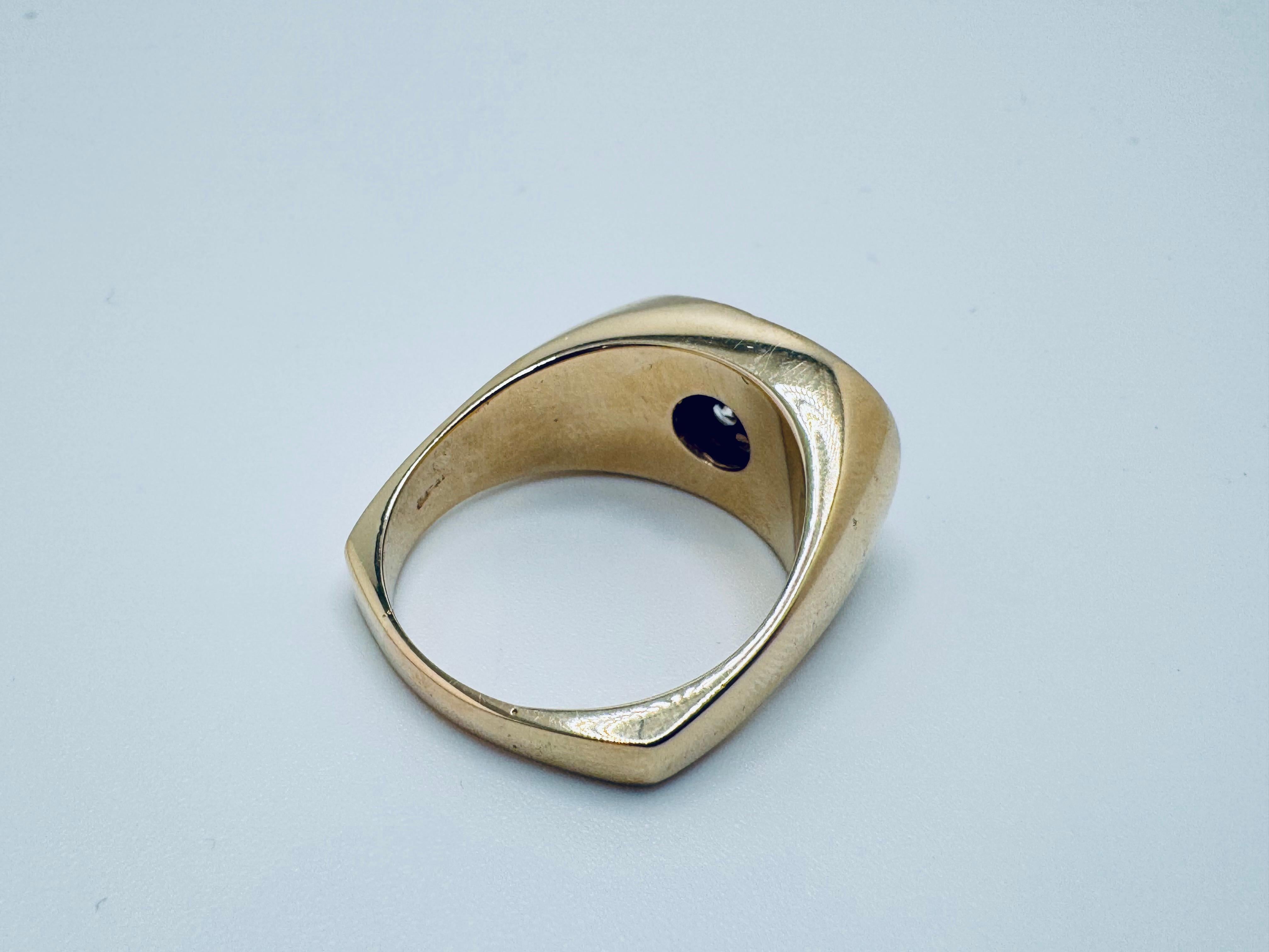 14K Yellow Gold Men’s Diamond Cluster Signet en venta 3