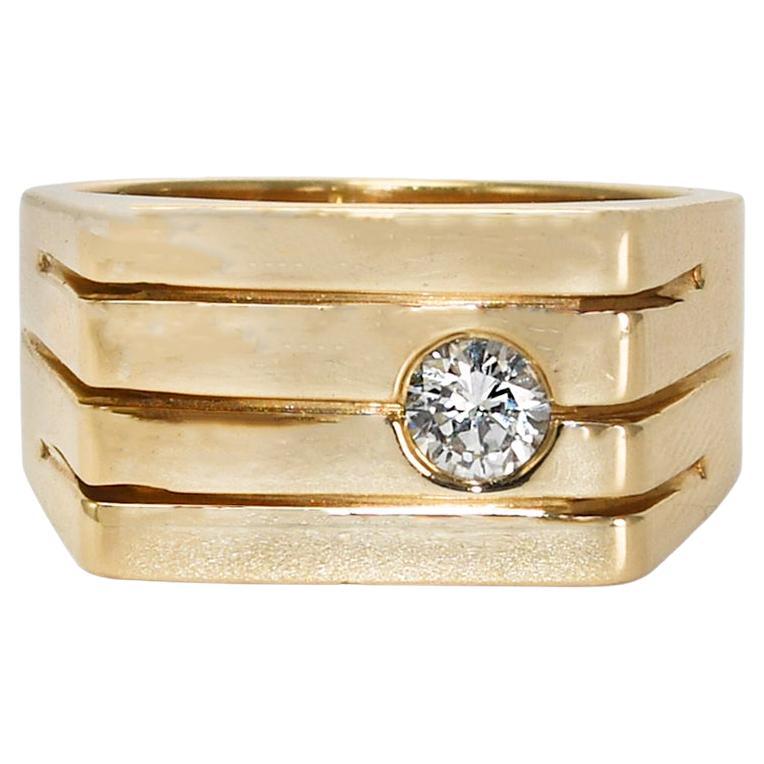 14K Yellow Gold Men's Diamond Ring 0.25ct For Sale