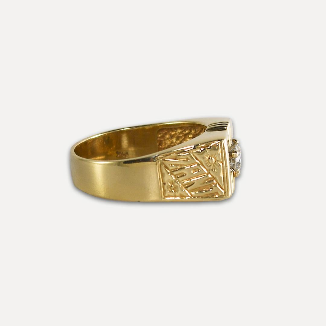 Brilliant Cut 14K Yellow Gold Men's Diamond Ring 0.35ct For Sale