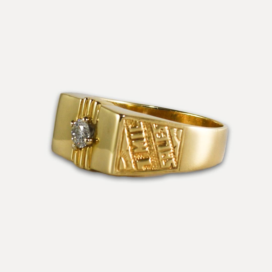 14K Yellow Gold Men's Diamond Ring 0.35ct For Sale 2