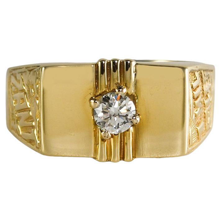 14K Yellow Gold Men's Diamond Ring 0.35ct For Sale
