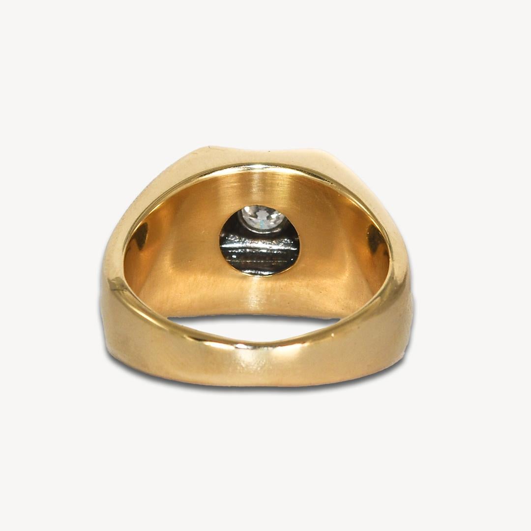 14K Yellow Gold Men's Diamond Ring 0.45ct In Excellent Condition For Sale In Laguna Beach, CA