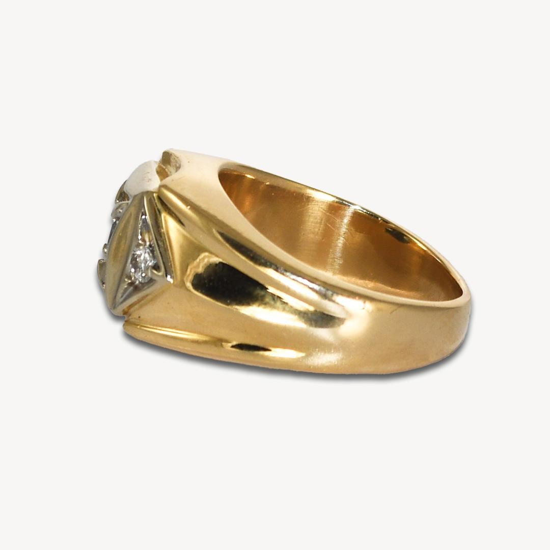 14K Yellow Gold Men's Diamond Ring 0.45ct For Sale 1