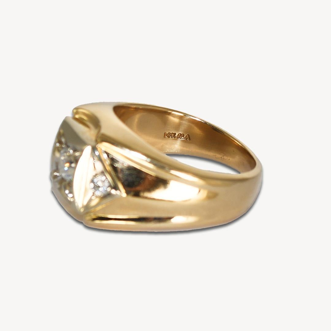 14K Yellow Gold Men's Diamond Ring 0.45ct For Sale 3