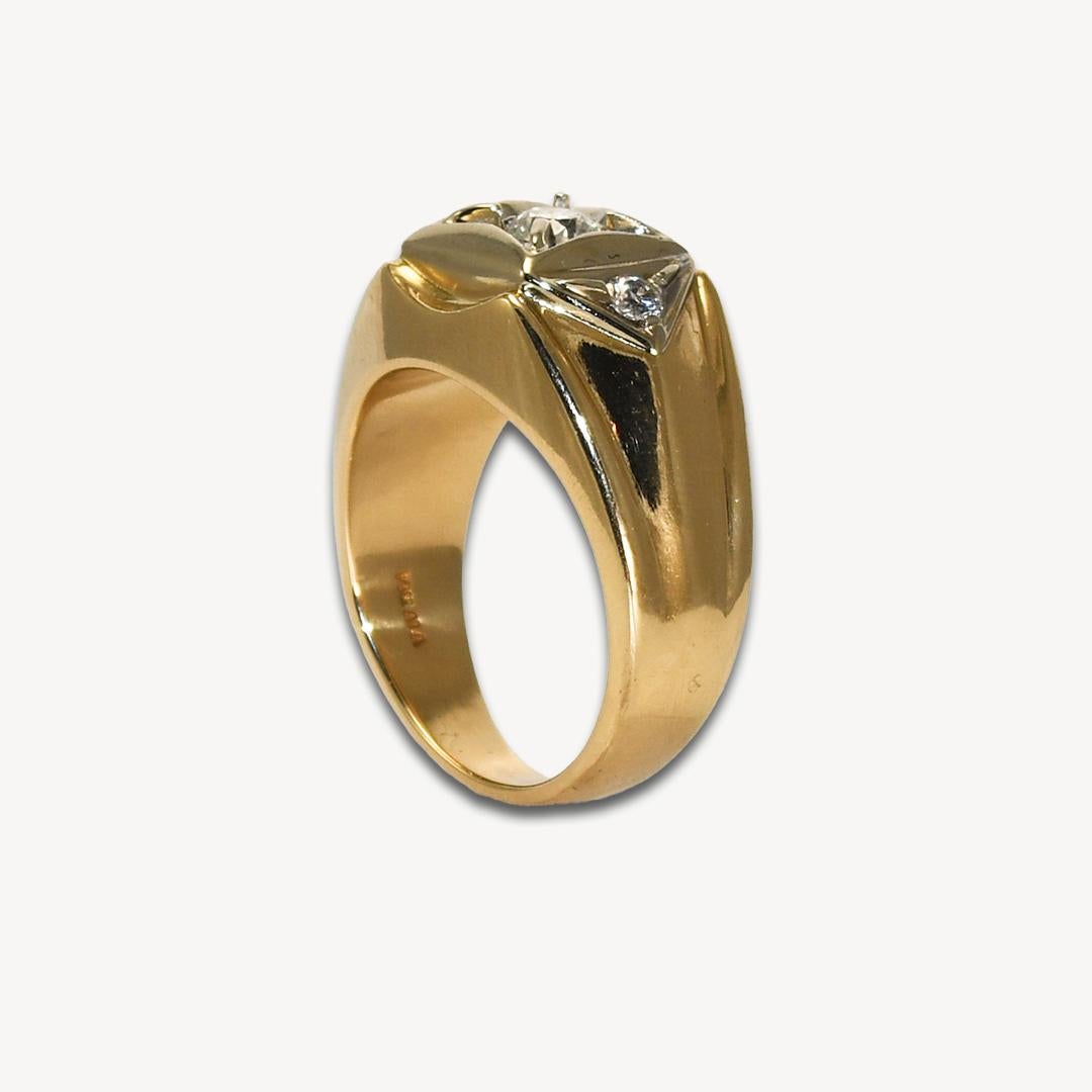 14K Yellow Gold Men's Diamond Ring 0.45ct For Sale 4