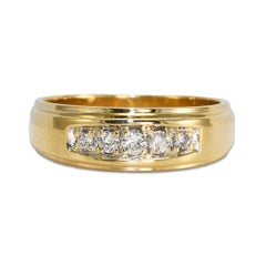 Alliance pour hommes en or jaune 14 carats avec diamants 0,20 carat