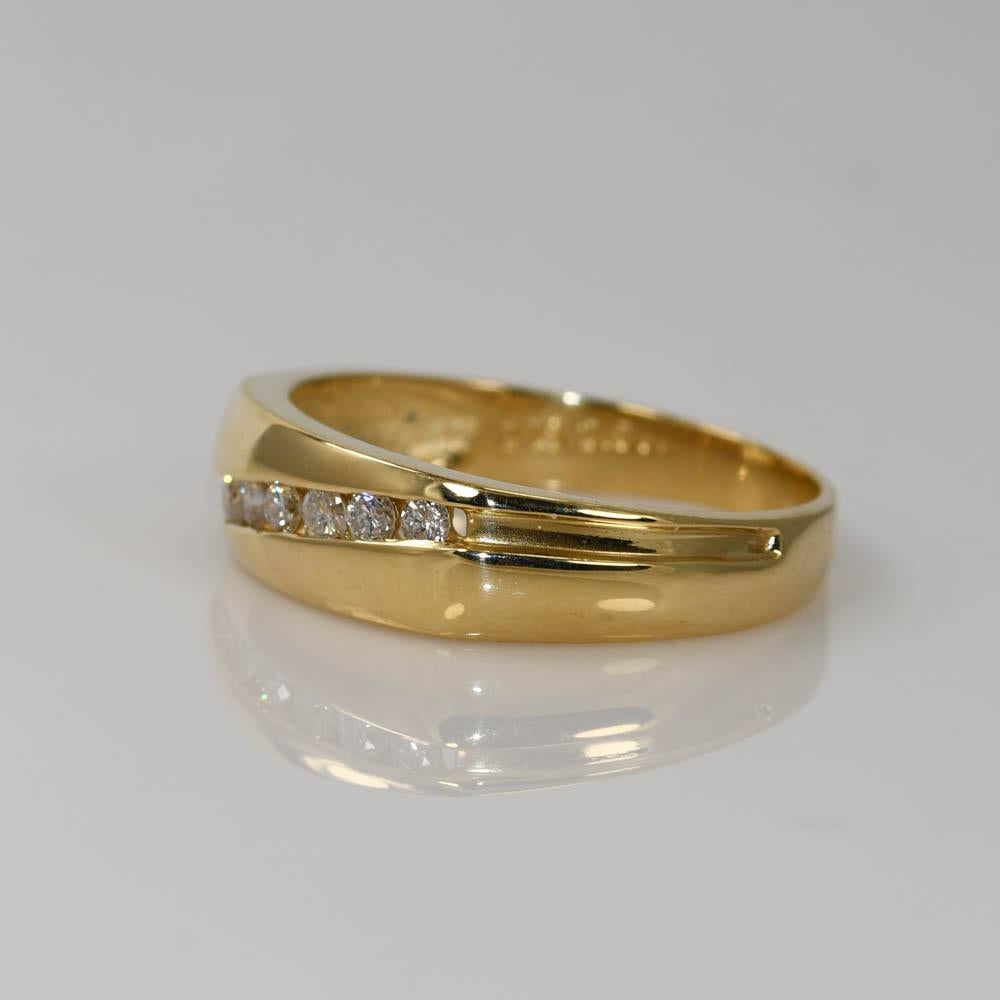 Jonc en or jaune 14K pour homme avec diamant 0.30ct en vente 2