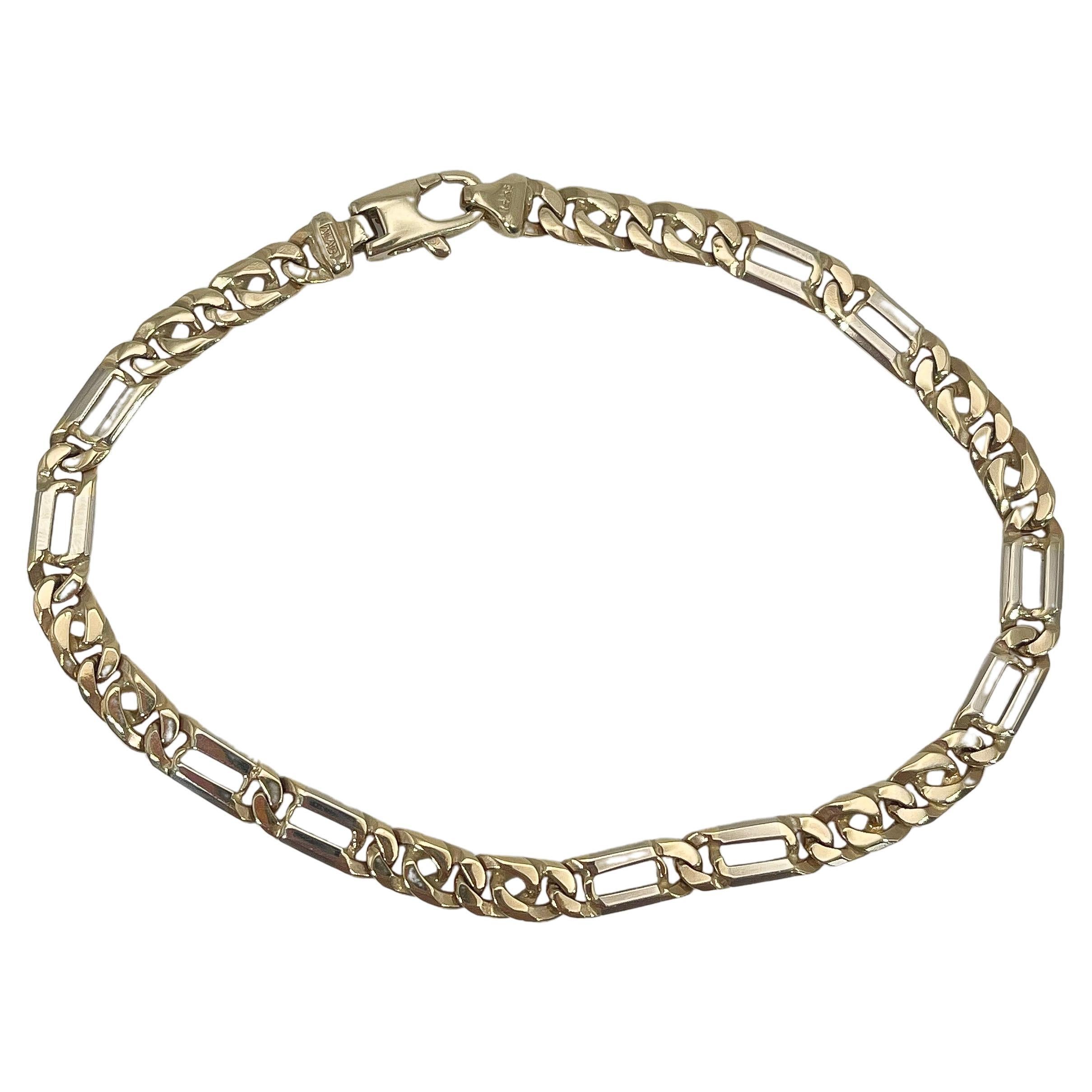 14K Yellow Gold Men's Fancy Link Bracelet For Sale