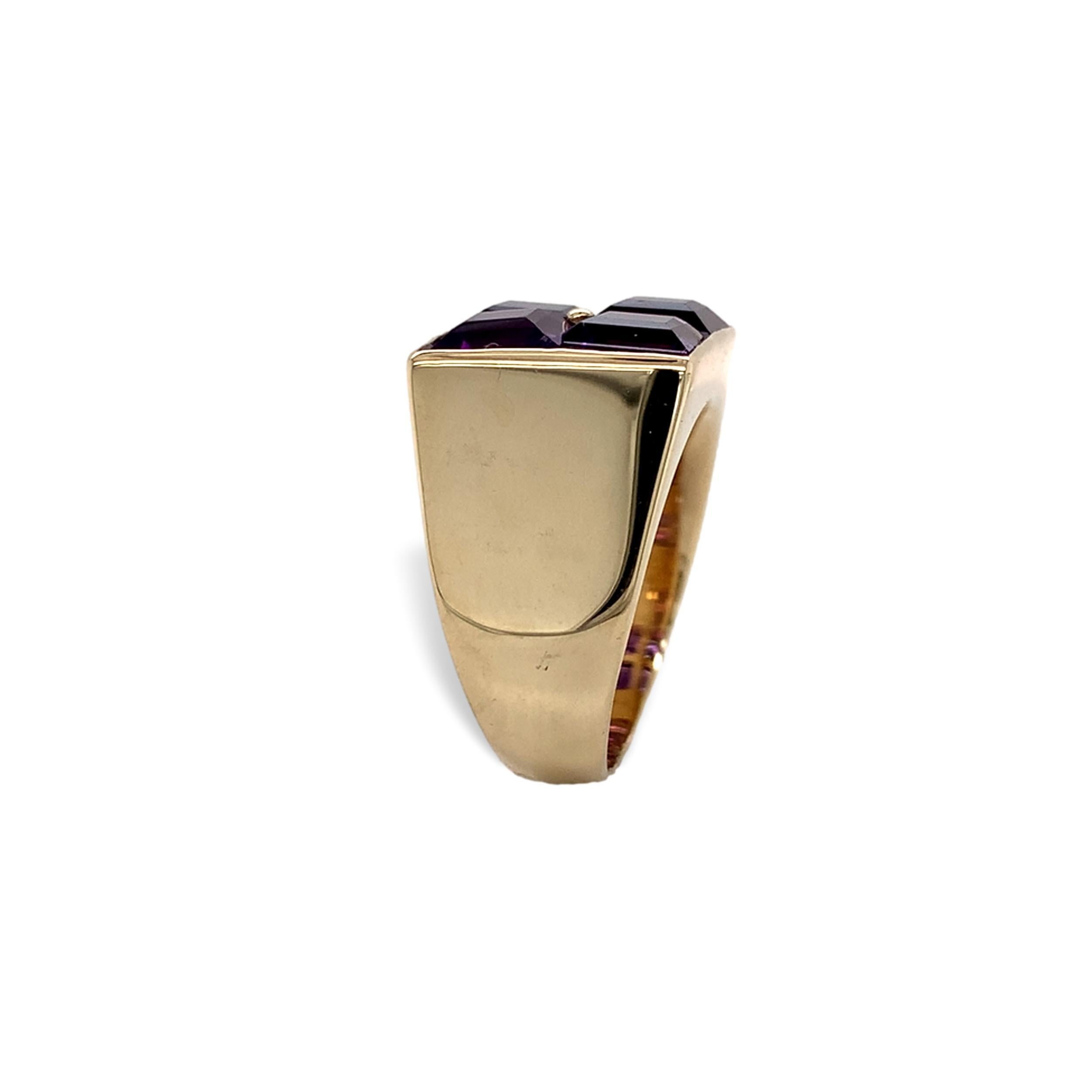 14K Gelbgold Herrenring Modern Amethyst (Zeitgenössisch) im Angebot