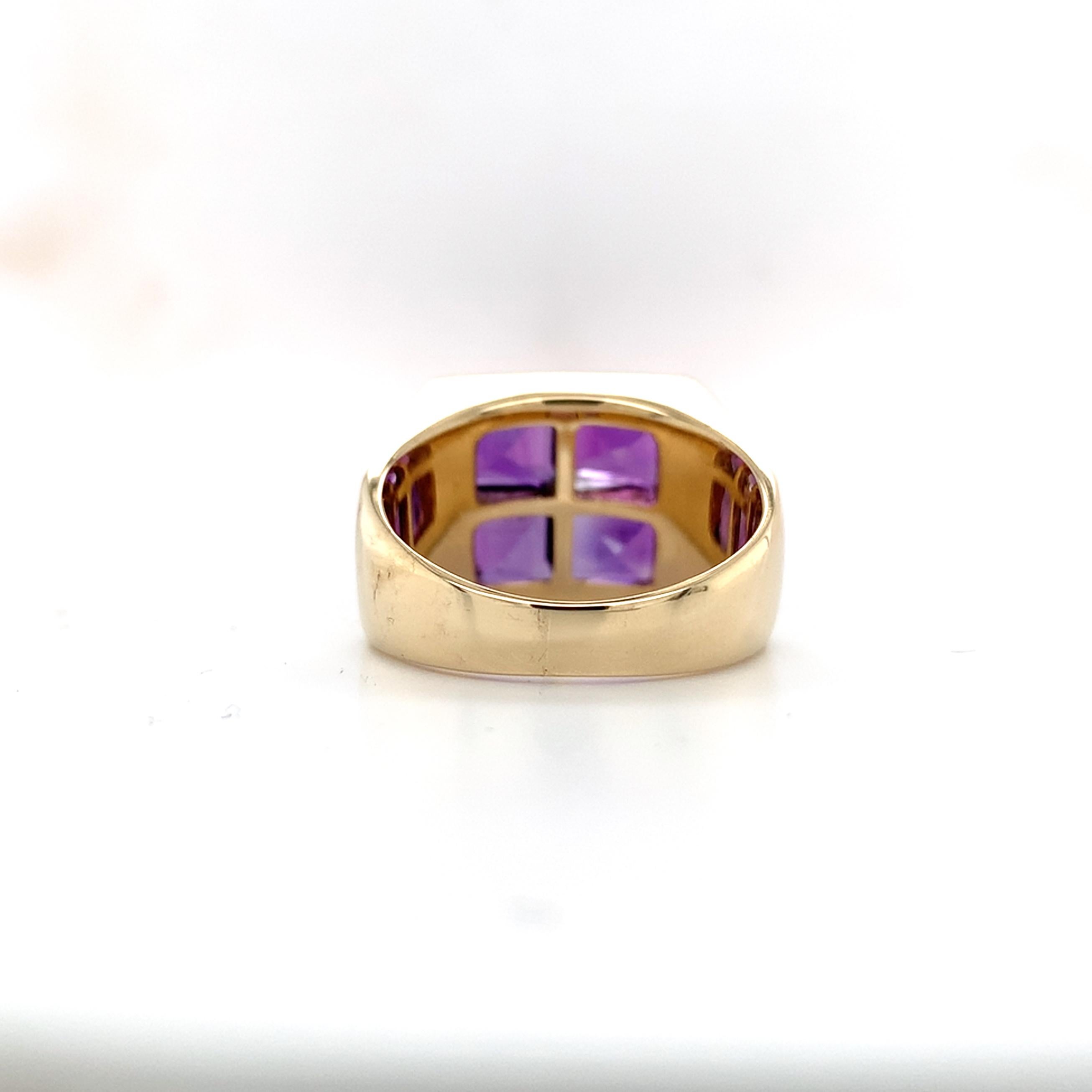 14K Gelbgold Herrenring Modern Amethyst im Zustand „Gut“ im Angebot in Big Bend, WI
