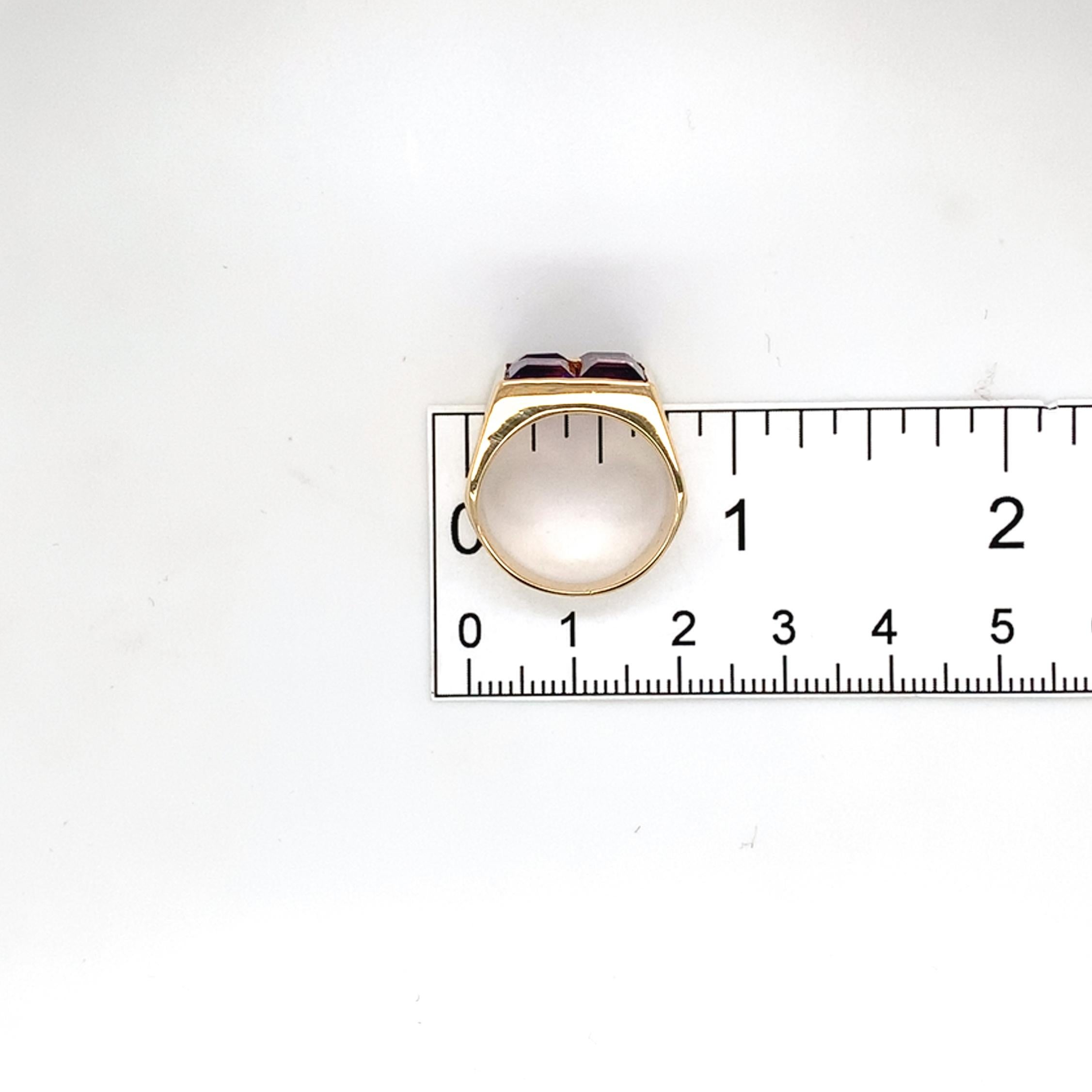 14K Gelbgold Herrenring Modern Amethyst im Angebot 4