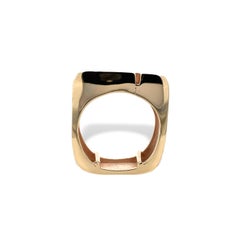14K Yellow Gold Men's Modern Designer Ring with Brick Design