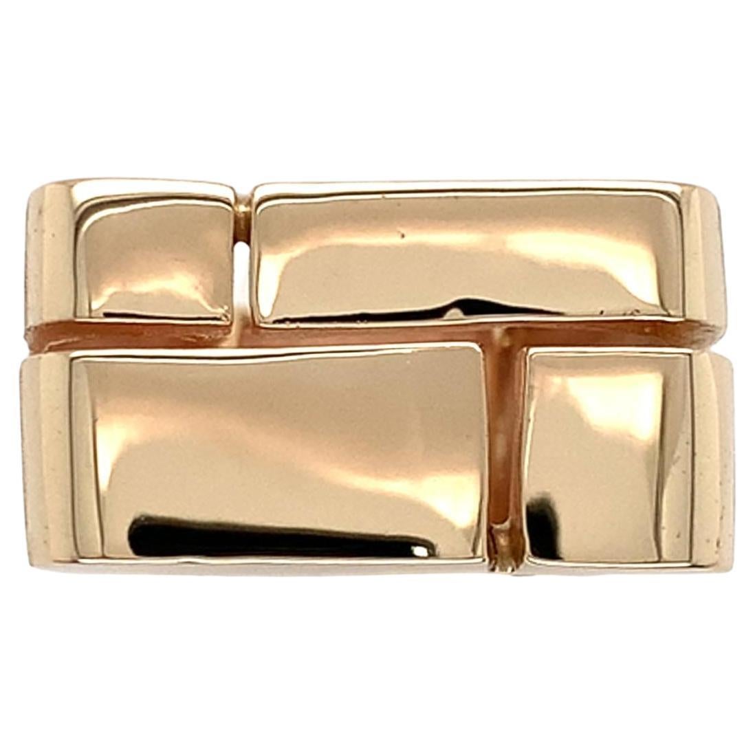 Bague design moderne en or jaune 14K pour homme avec design en briques en vente