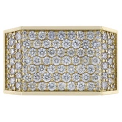 Anillo cuadrado de oro amarillo de 14 quilates con diamantes "pavé" para hombre, 1,87 quilates