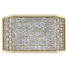 14K Yellow Gold Men's Pave' Diamond Square Ring, 1.87 Carat