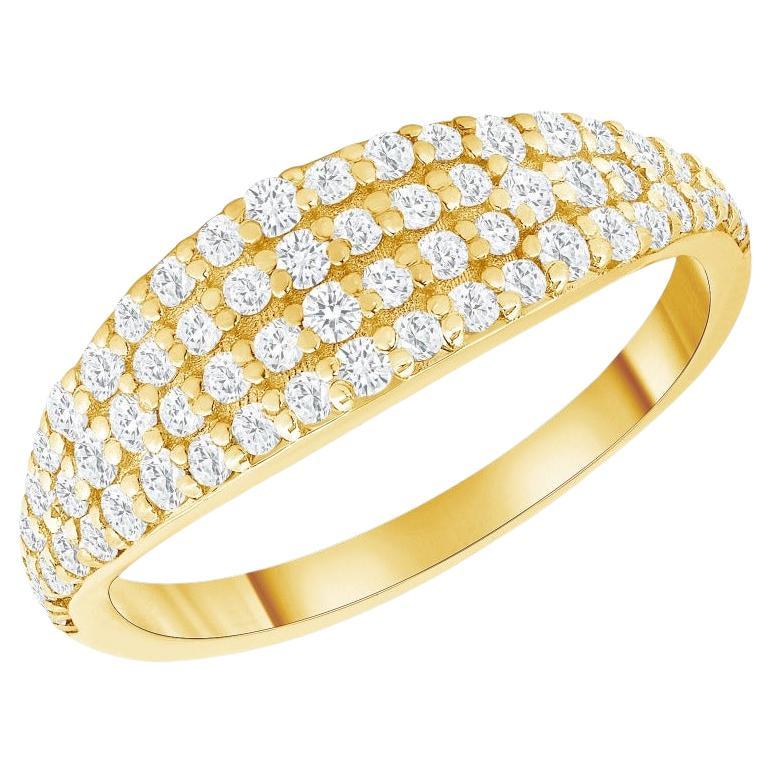 Bague pour homme en or jaune 14 carats avec diamants ronds de 0,75 carat