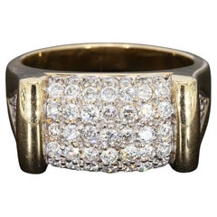 14k Yellow Gold Men
s Ring with 1.34ct G/SI3 Round White Diamonds -Size 9