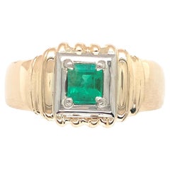 Vintage 14K Yellow Gold Men's Ring with .46ct Emerald
