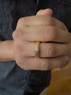 14K Yellow Gold Mens Single Diamond Band Ring