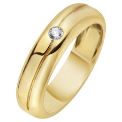 14K Yellow Gold Mens Single Diamond Band Ring