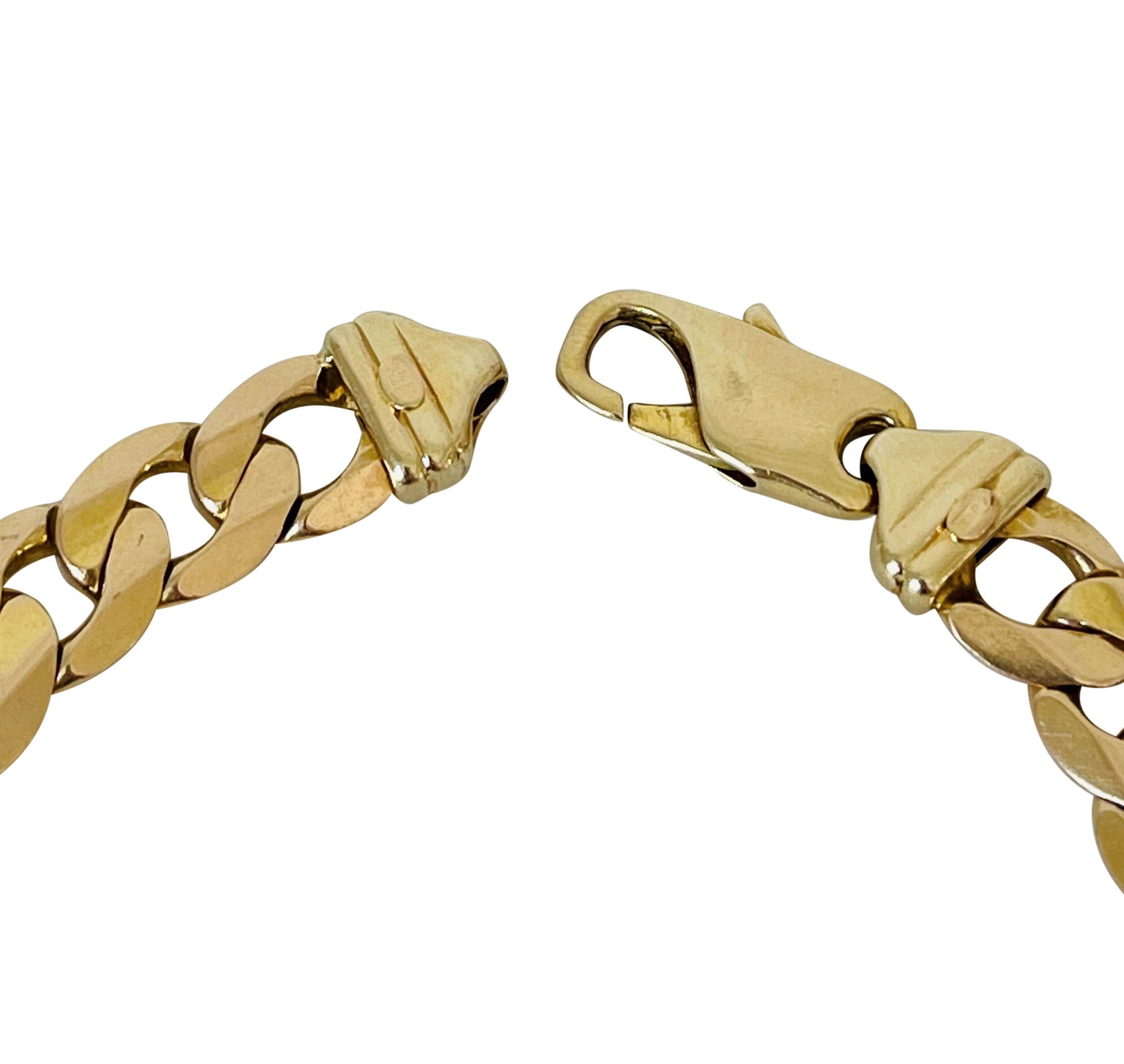 14 Karat Yellow Gold Men's Solid Heavy Curb Link Bracelet, Italy 2