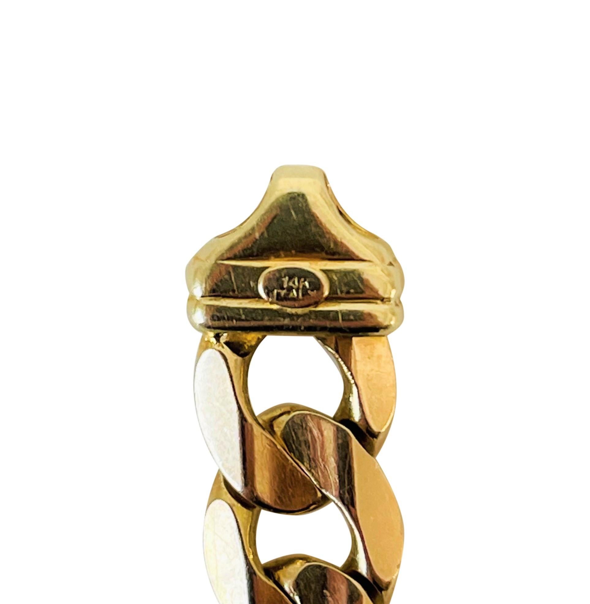 14 Karat Yellow Gold Men's Solid Heavy Curb Link Bracelet, Italy 3