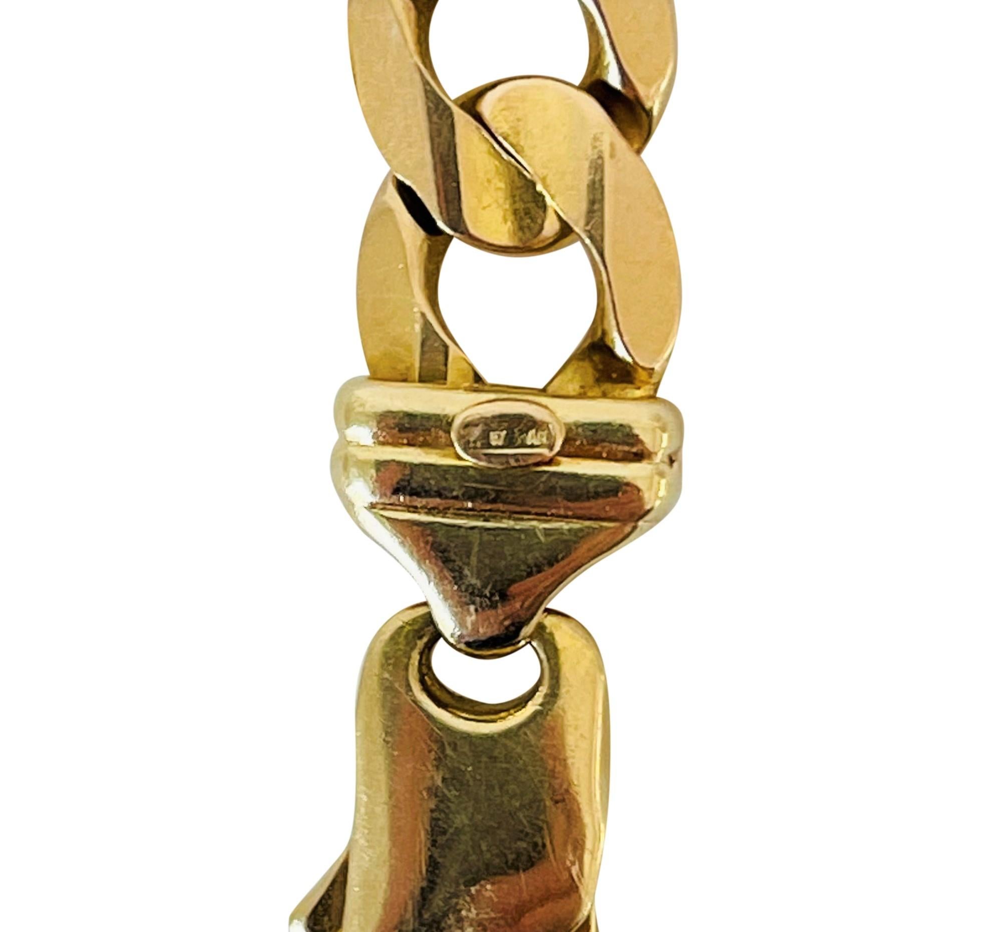 14 Karat Yellow Gold Men's Solid Heavy Curb Link Bracelet, Italy 4