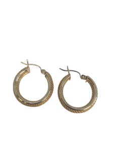 14K Yellow Gold Mesh Design Hoop Earrings #23547