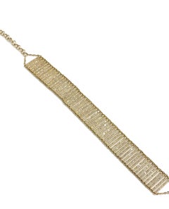 14K Yellow Gold Mesh Flexible Bracelet with Diamonds