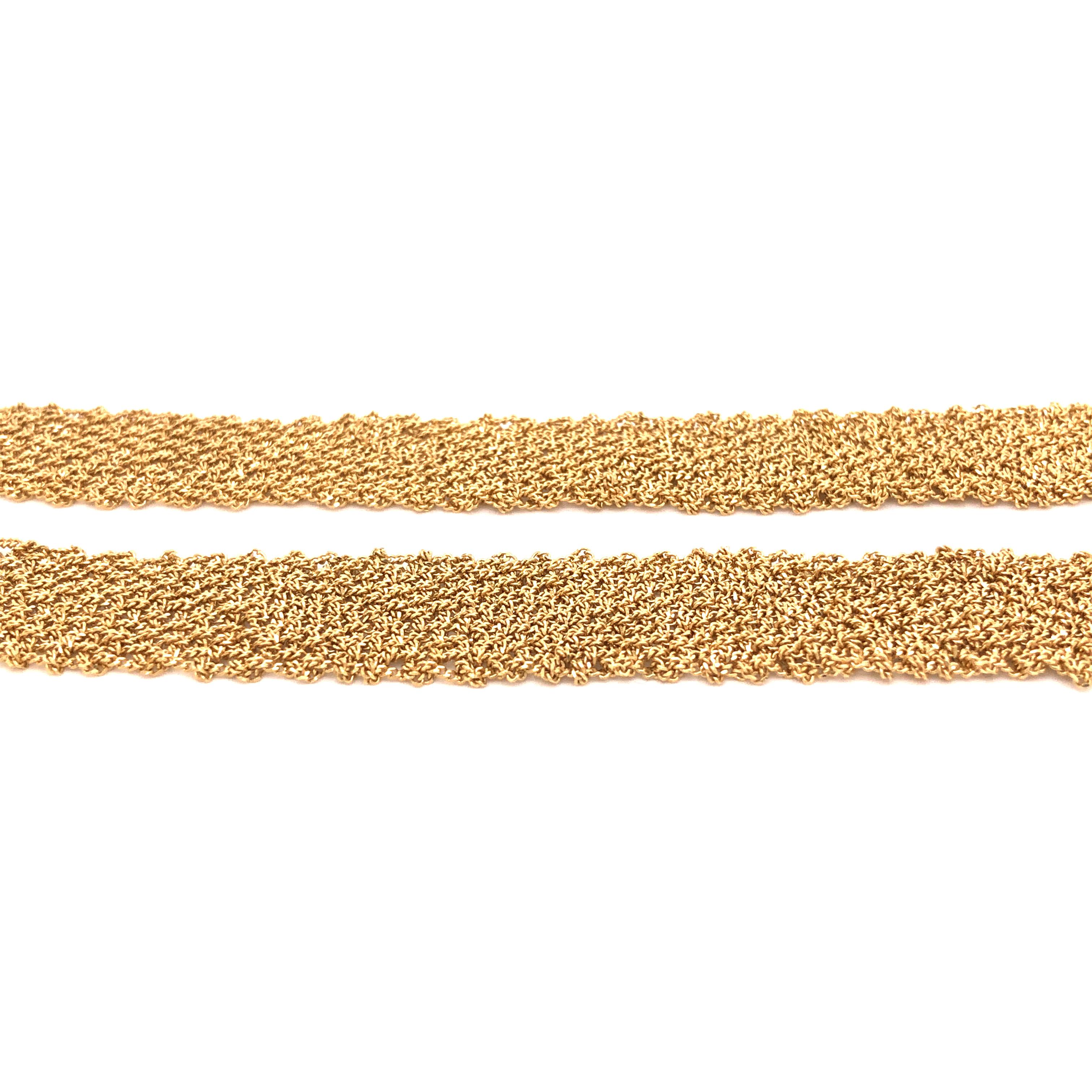 14 Karat Yellow Gold Mesh Wrap-Around Necklace In Excellent Condition For Sale In New York, NY