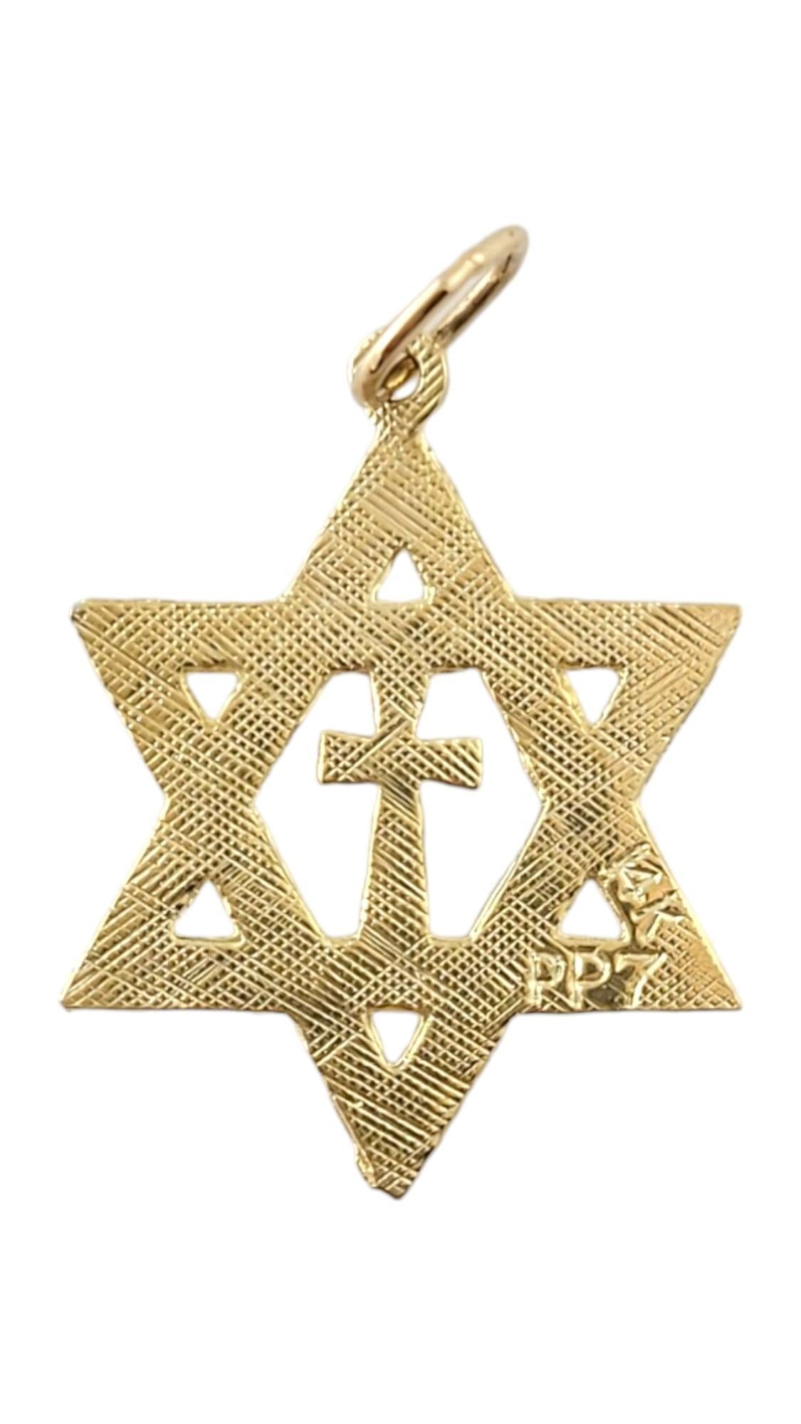14K Yellow Gold Messianic Cross Pendant #16903 In Good Condition For Sale In Washington Depot, CT