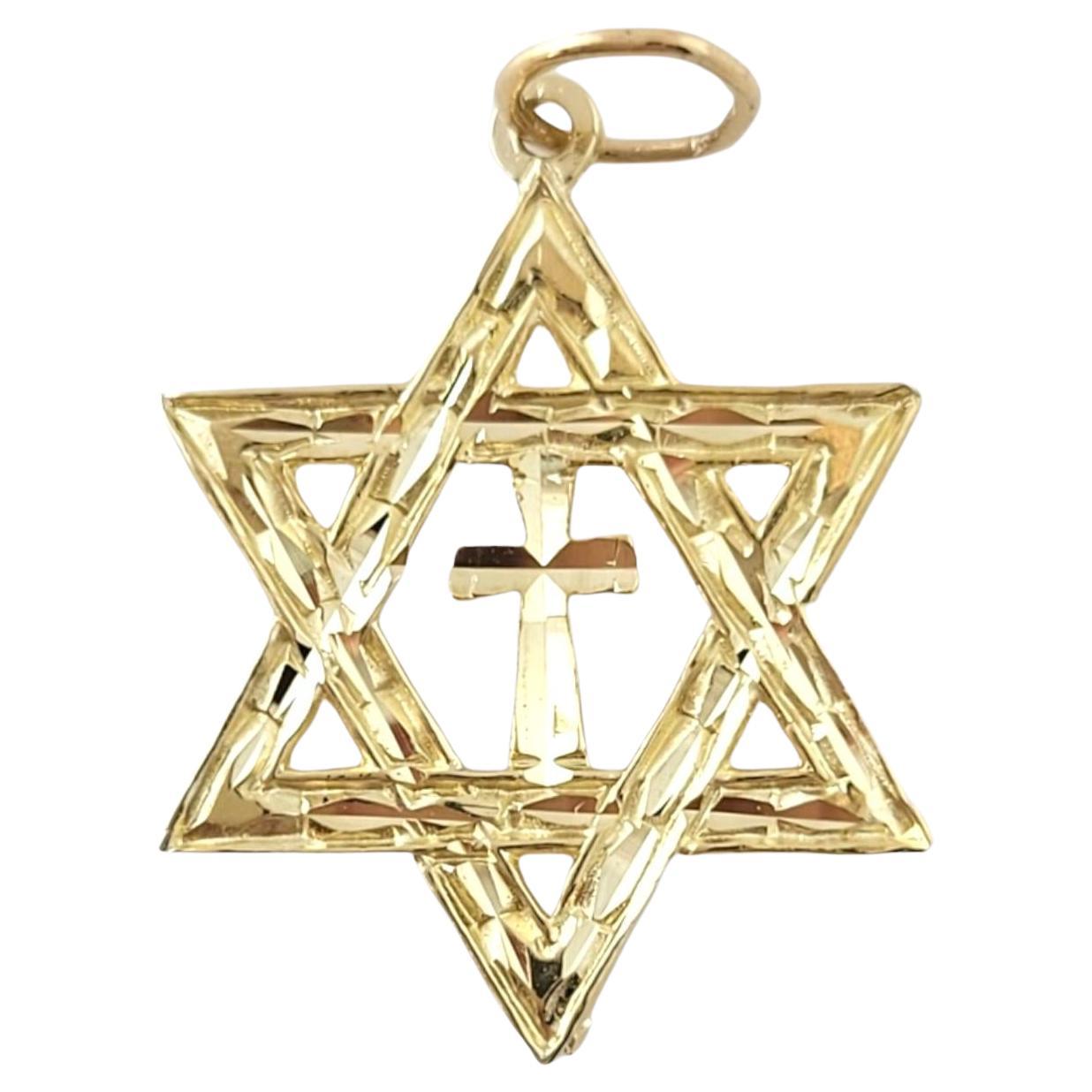 14K Yellow Gold Messianic Cross Pendant #16903 For Sale