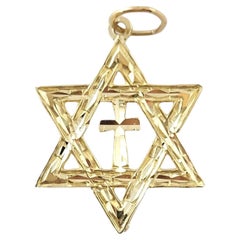 Pendentif croix Messianique en or jaune 14 carats n°16903