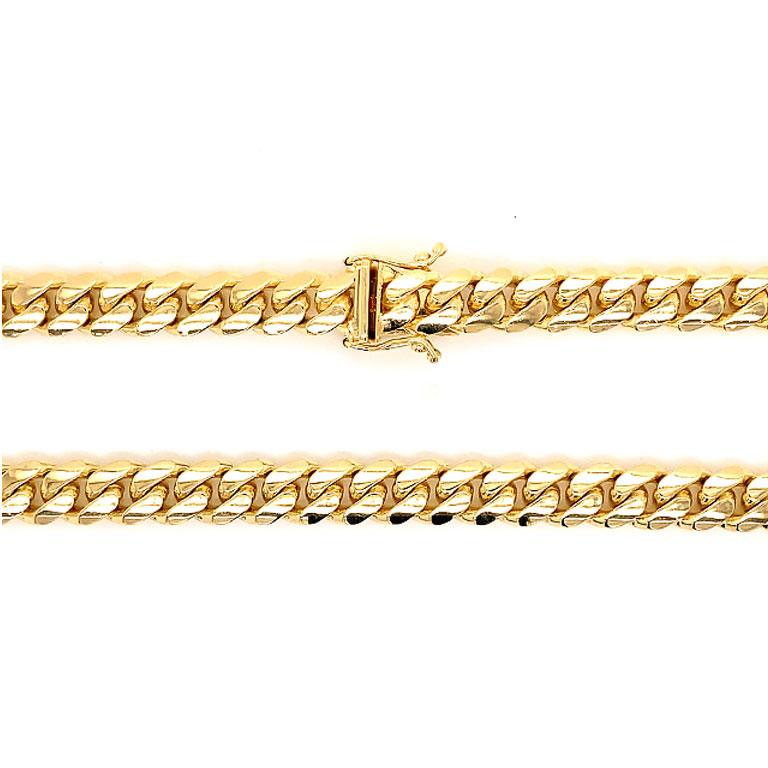 14K Gelbgold Miami Kubanische Kette, 87,20 Gramm, brandneu im Zustand „Neu“ in Honolulu, HI