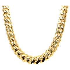 Used 14K Yellow Gold Miami Cuban Chain, 87.20 Grams, Brand New
