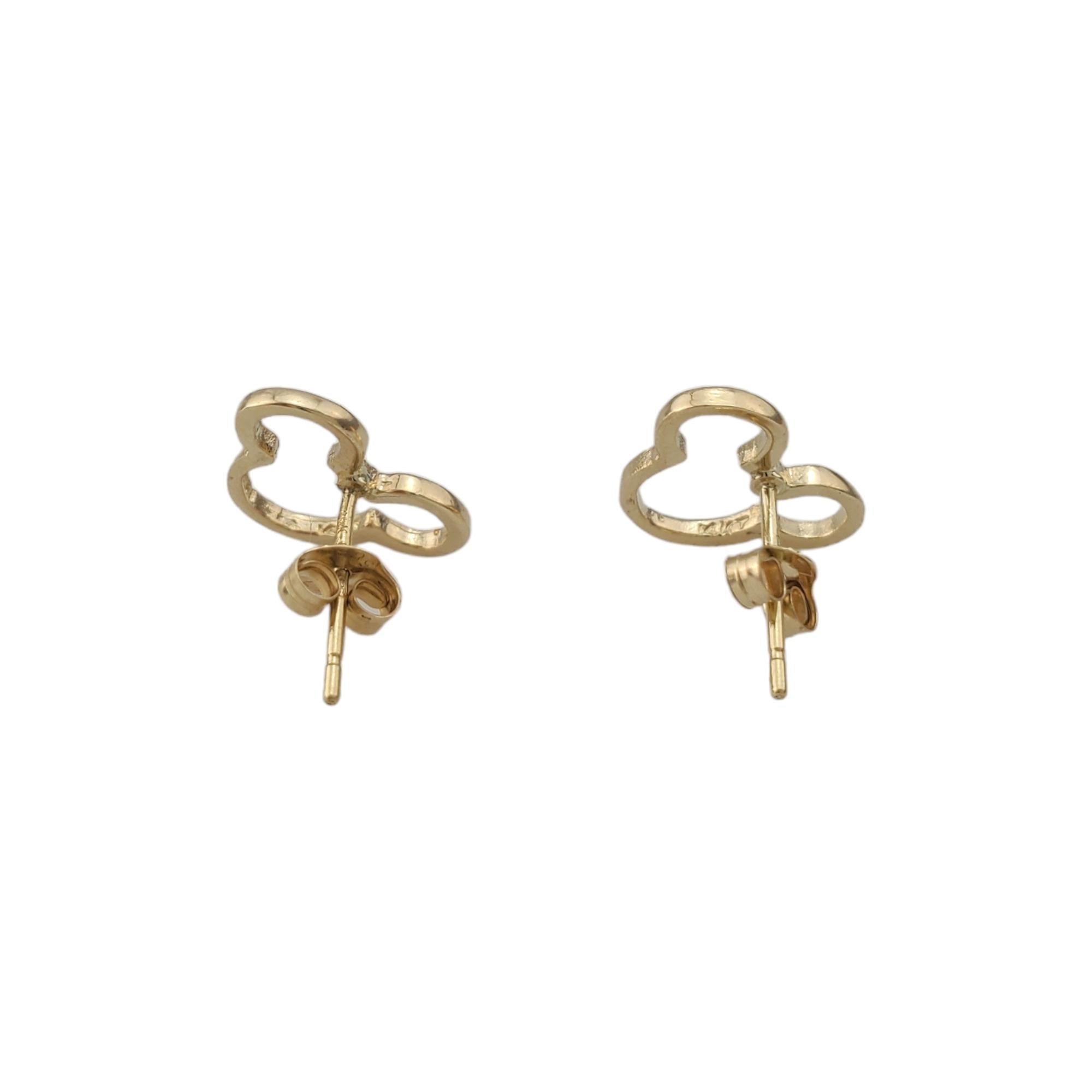 14K Yellow Gold Mickey Mouse Silhouette Stud Earrings #17745 In Good Condition For Sale In Washington Depot, CT