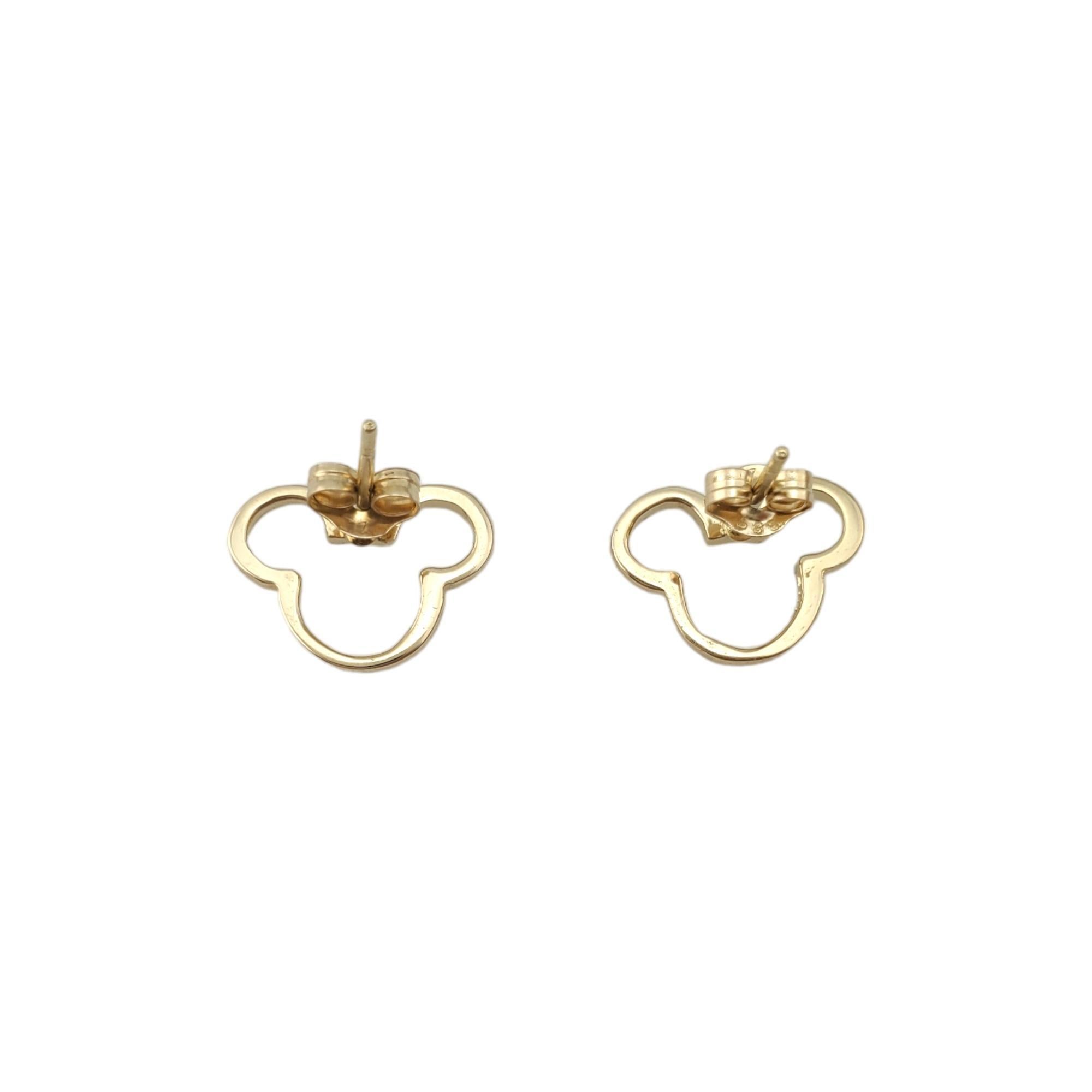 14K Yellow Gold Mickey Mouse Silhouette Stud Earrings #17745 For Sale 1