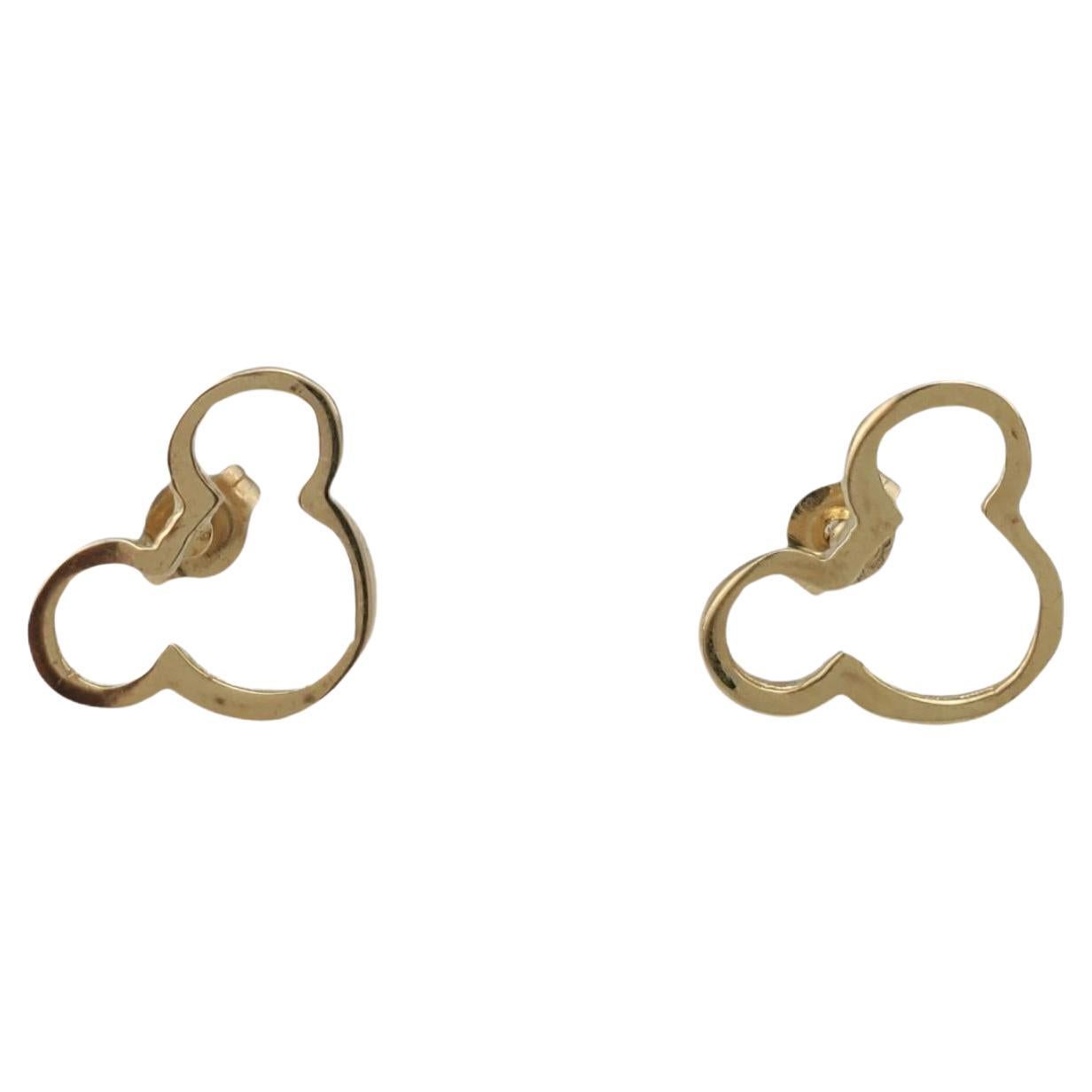 14K Yellow Gold Mickey Mouse Silhouette Stud Earrings #17745