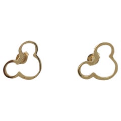 14K Yellow Gold Mickey Mouse Silhouette Stud Earrings #17745